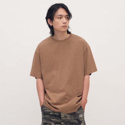 寬版刺繡水洗短袖TEE
